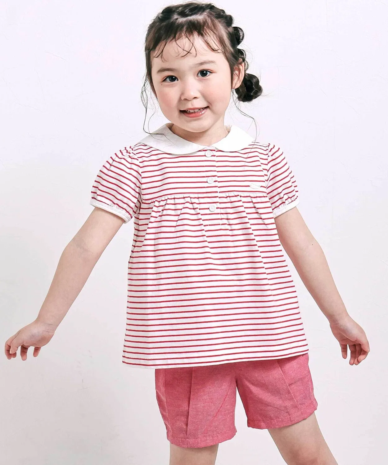 Детский комплект для девочек с длинным рукавомSailor Collar Border Slap Slip, Red