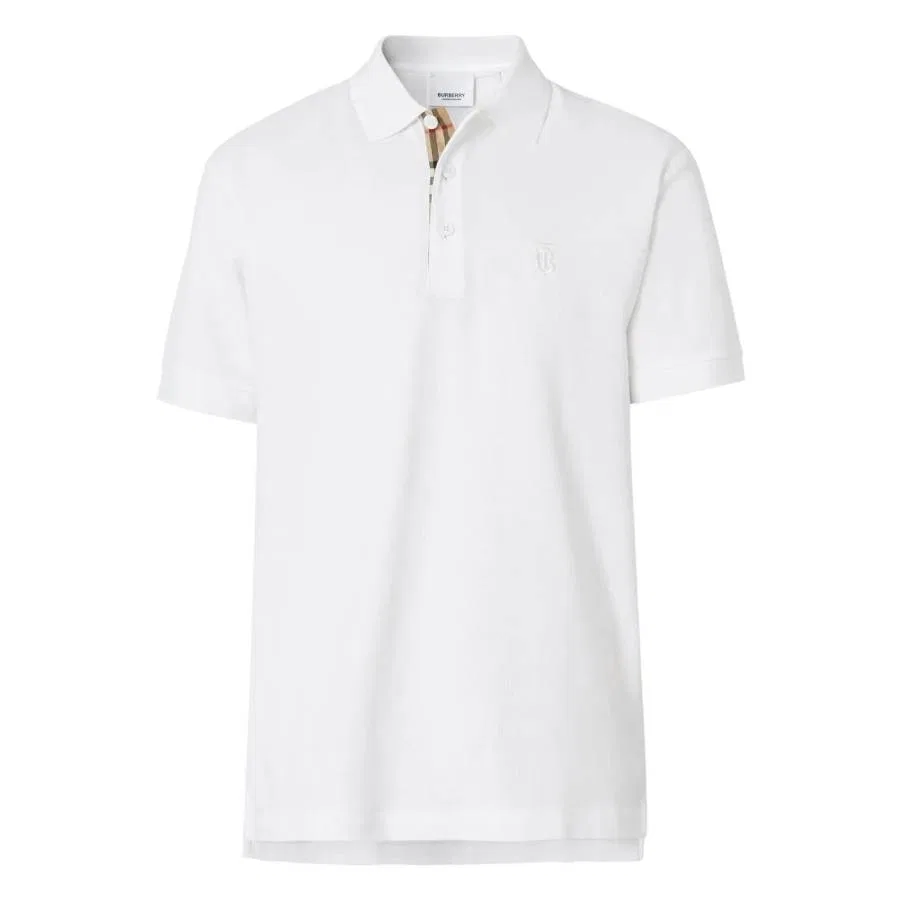 Поло с вышивкой Eddie Monogram Motif Burberry, White