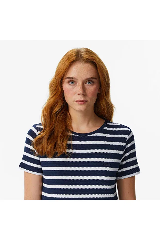 Футболка Lacoste Slim Fit 23L-Blue, полосатая, темно-синяя — фото 2