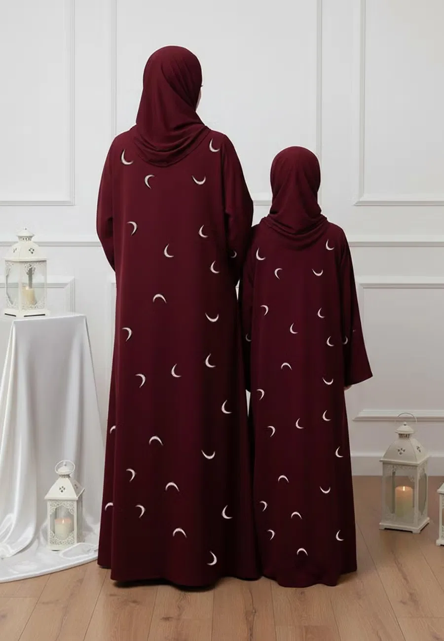 Абая с длинным рукавом The Amar Abaya Nukhbaa, бордовый — фото 4
