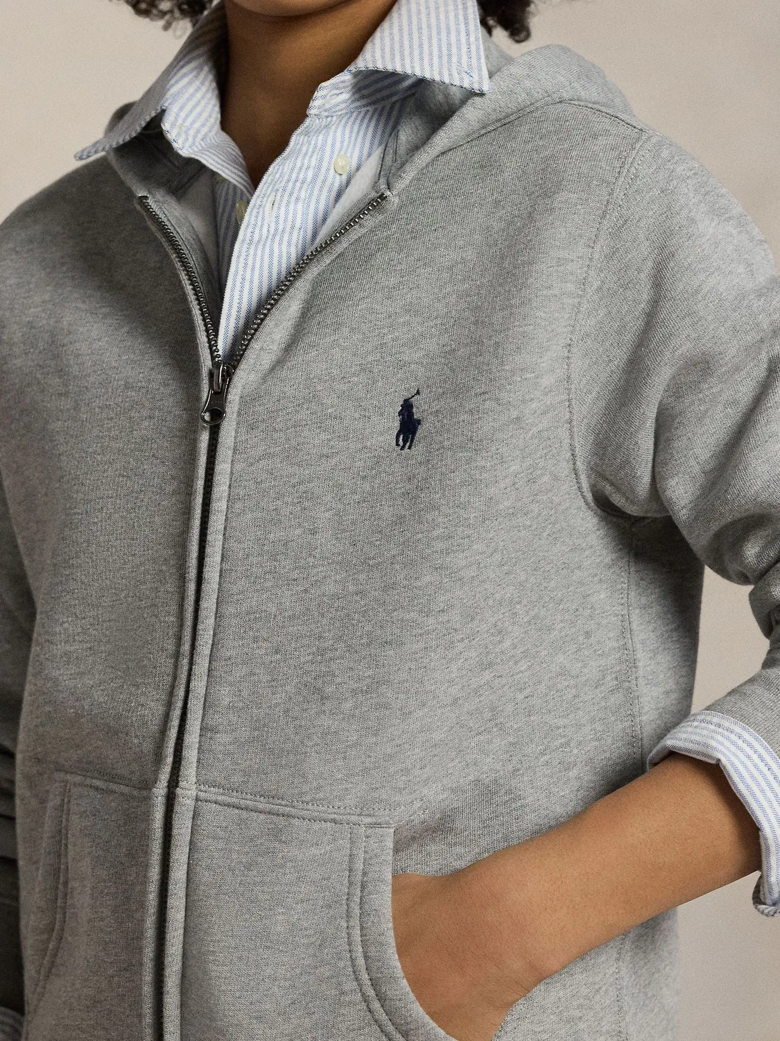 Худи на молнии, свободная посадка Polo Ralph Lauren, серый — фото 3