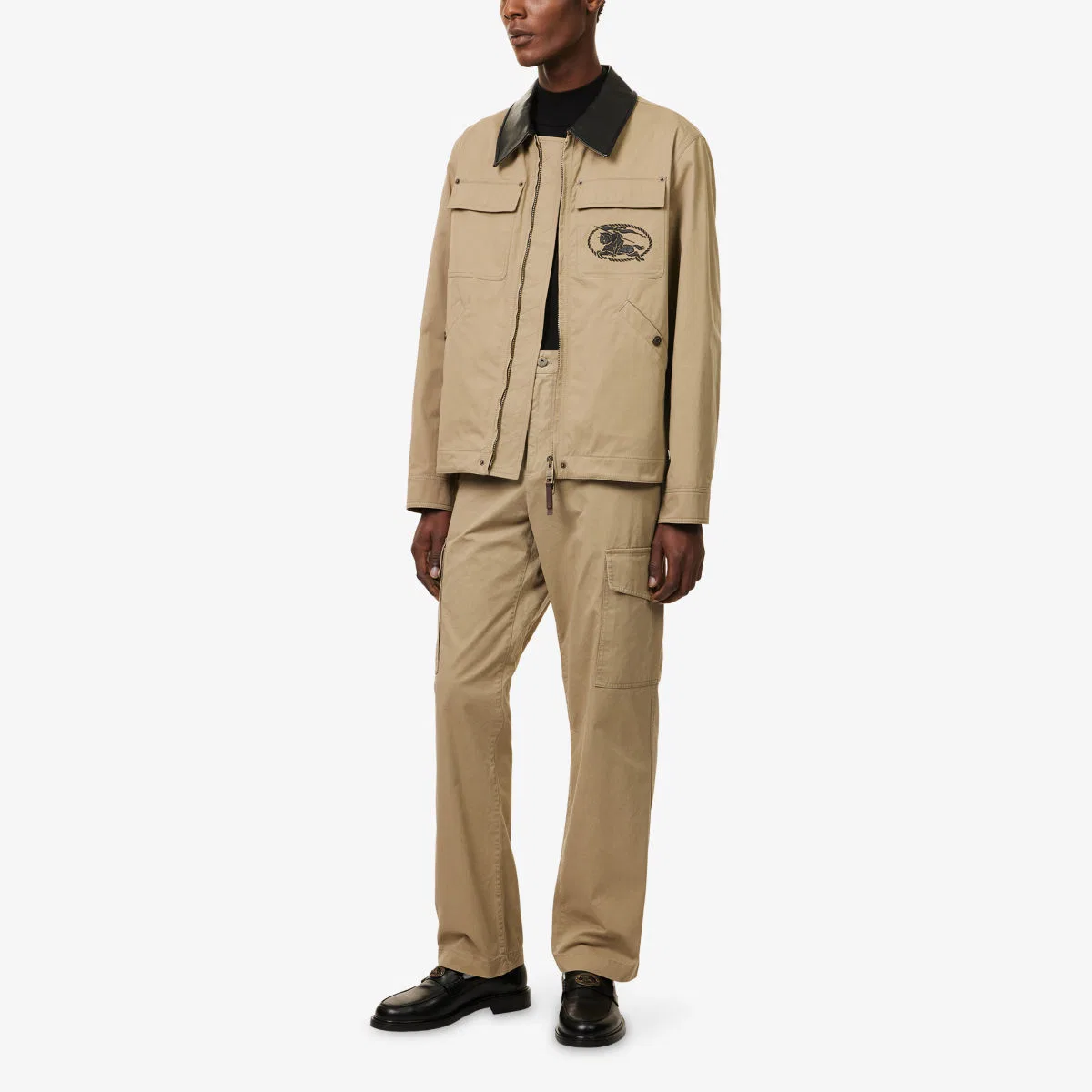 Хлопковые брюки прямого кроя Reddric Burberry, бежевый — фото 2