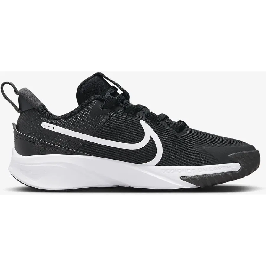 Кроссовки детские с длинным шнурком Nike Star Runner 4 NN, Черно-серо-серебристый — фото 3