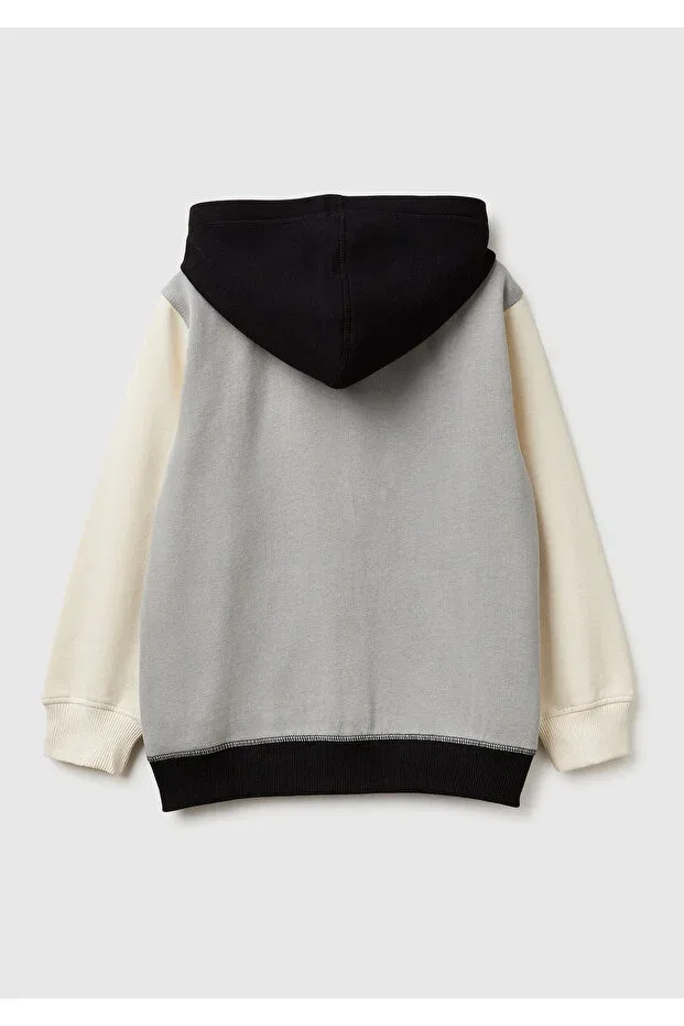 Детские свитшот для мальчиков с принтом United Colors Of Benetton, Gray-Cream — фото 2