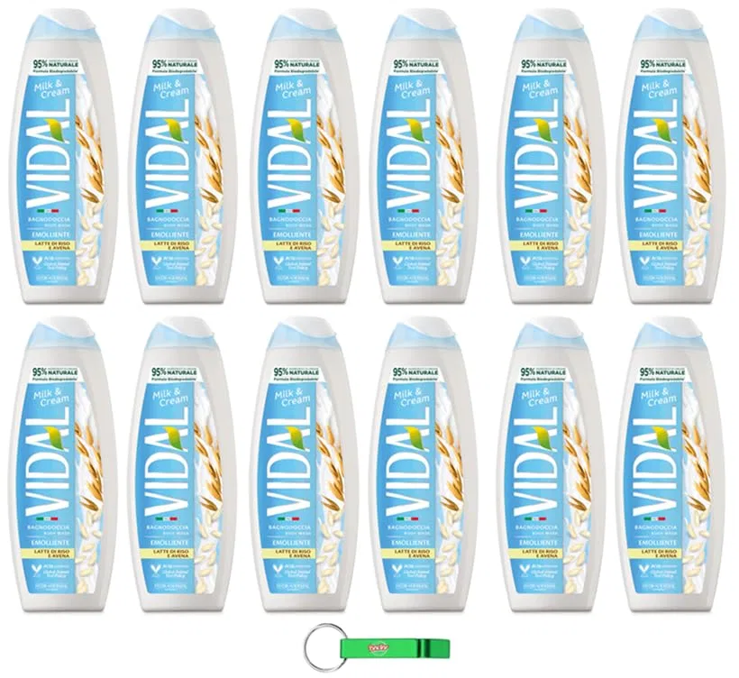 Гель для душа Vidal Bagnodoccia Milk & Cream с рисовым молоком и овсом, 500 мл, 12 шт, Beni Culinari