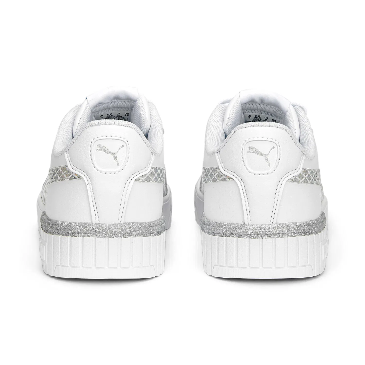 Детские кроссовки с блестками Carina 2.0 Mermaid Sneakers Jugendliche Puma, Weiss Blau Silber — фото 2