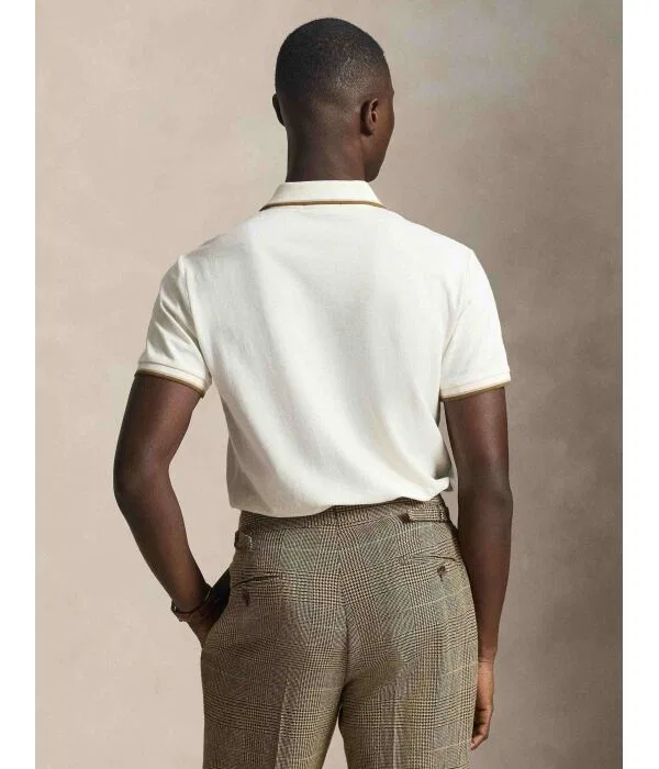 Мужское поло Custom Slim Fit Polo Ralph Lauren, Crema — фото 3