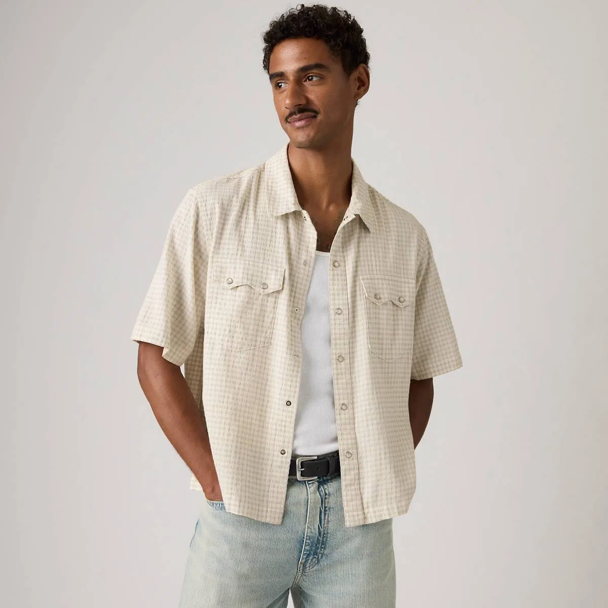 Свободная рубашка в стиле вестерн с коротким рукавом Levi's, Criss Cross - White