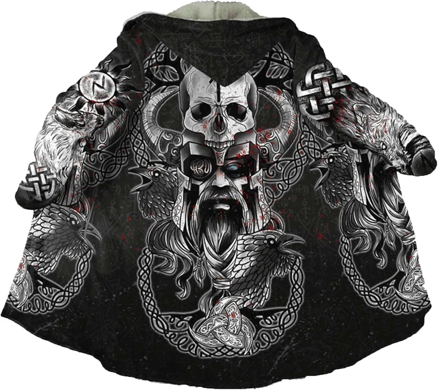Женское пальто с капюшоном Viking Odin God, Raven