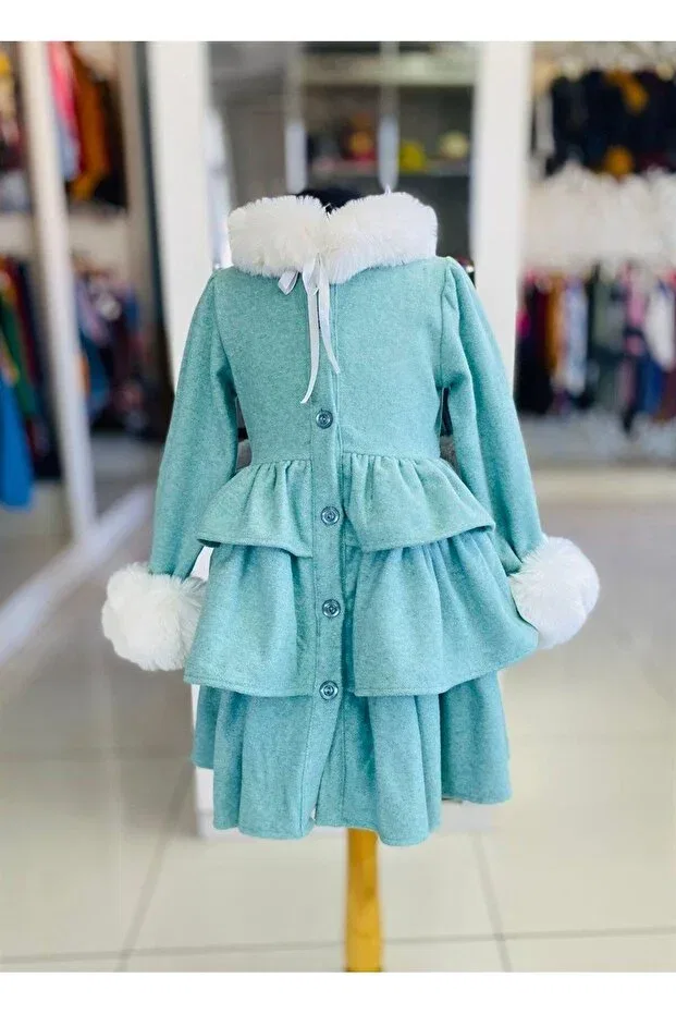 Детское пальто для девочек с принтом Hilal Akıncı Kids, Blue — фото 3