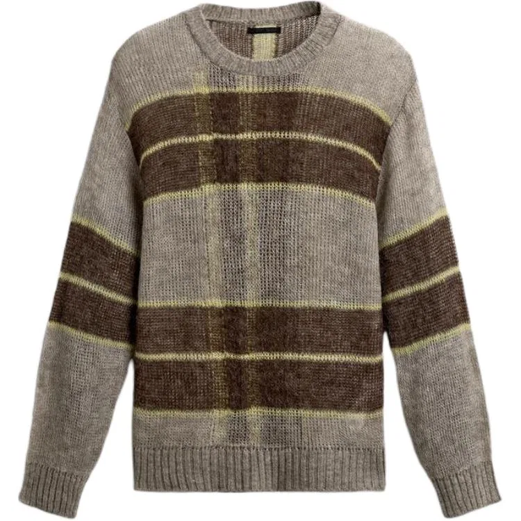 Мужской свитер модерат с круглым вырезом ZARA, Brown/Dark Taupe