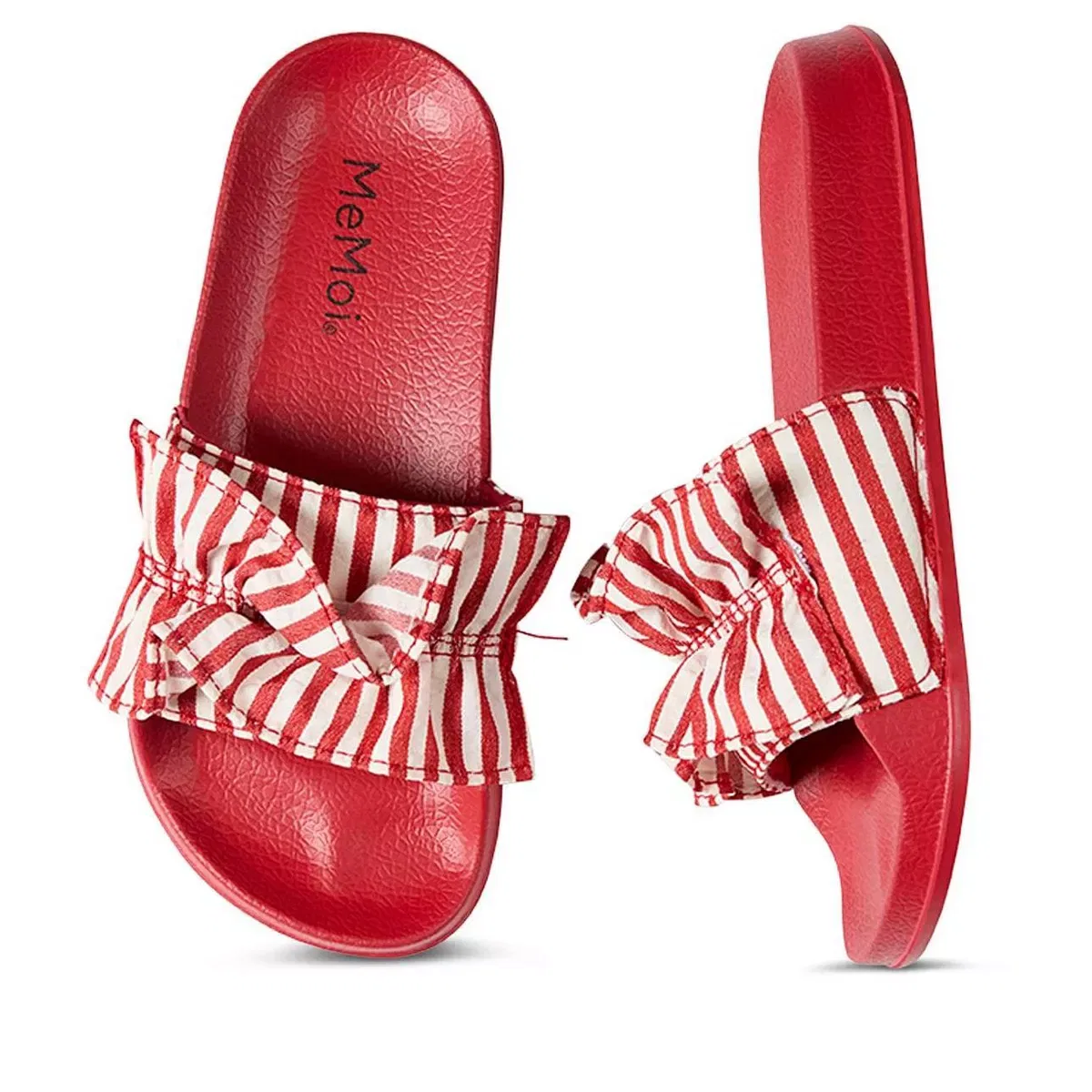 Детские сандалии-слайды с рюшами и полосками MENS FOOTWEAR/SHOECARE, Red — фото 4