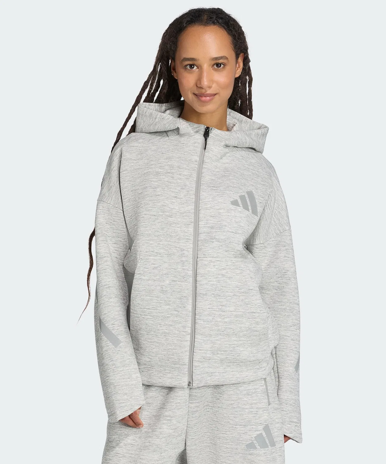 Женский худи с длинным рукавомZ.N.E. Premium Full Zip Adidas, Grey