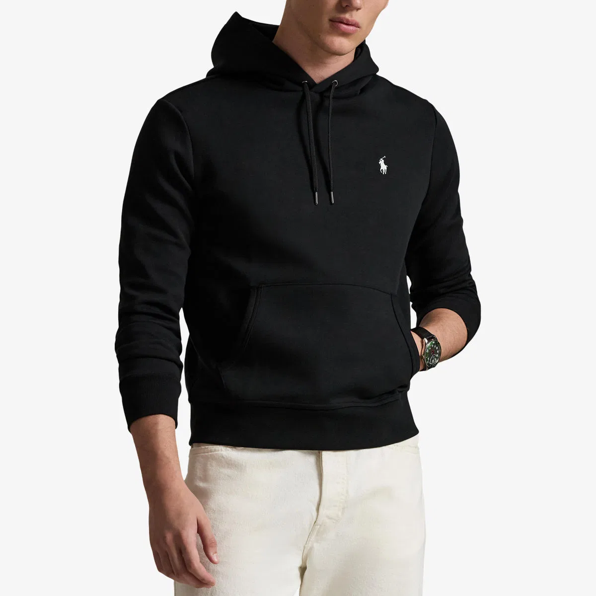Худи из хлопковой смеси с вышитым логотипом и карманом-кенгуру Polo Ralph Lauren, черный — фото 3