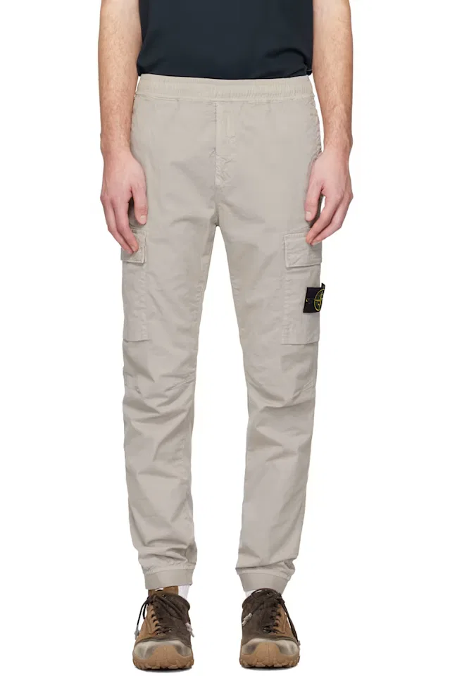 Серые брюки-карго из эластичной хлопковой ткани 3100031 Paracadute Stone Island