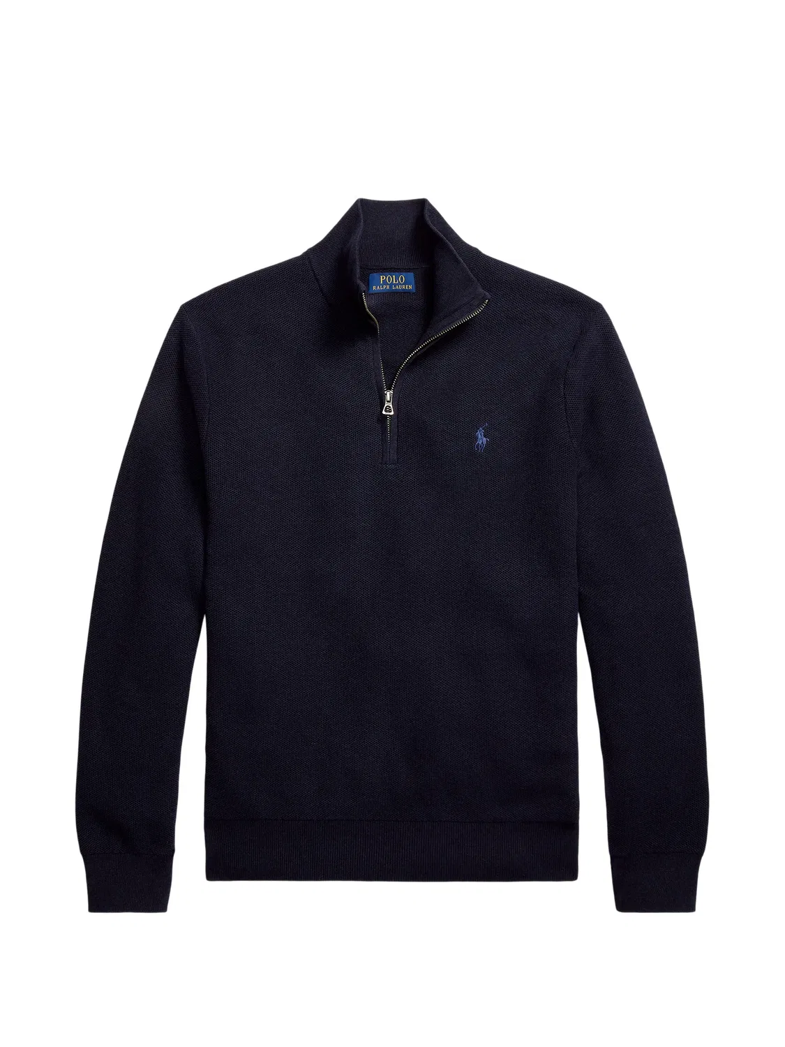 Свитер с воротником на молнии и вышивкой Polo Ralph Lauren, синий