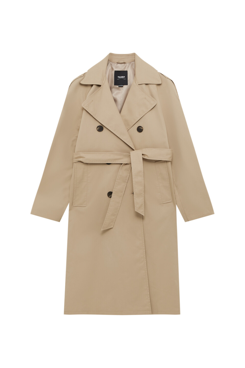 

Тренч Pull&Bear Belted, бежевый