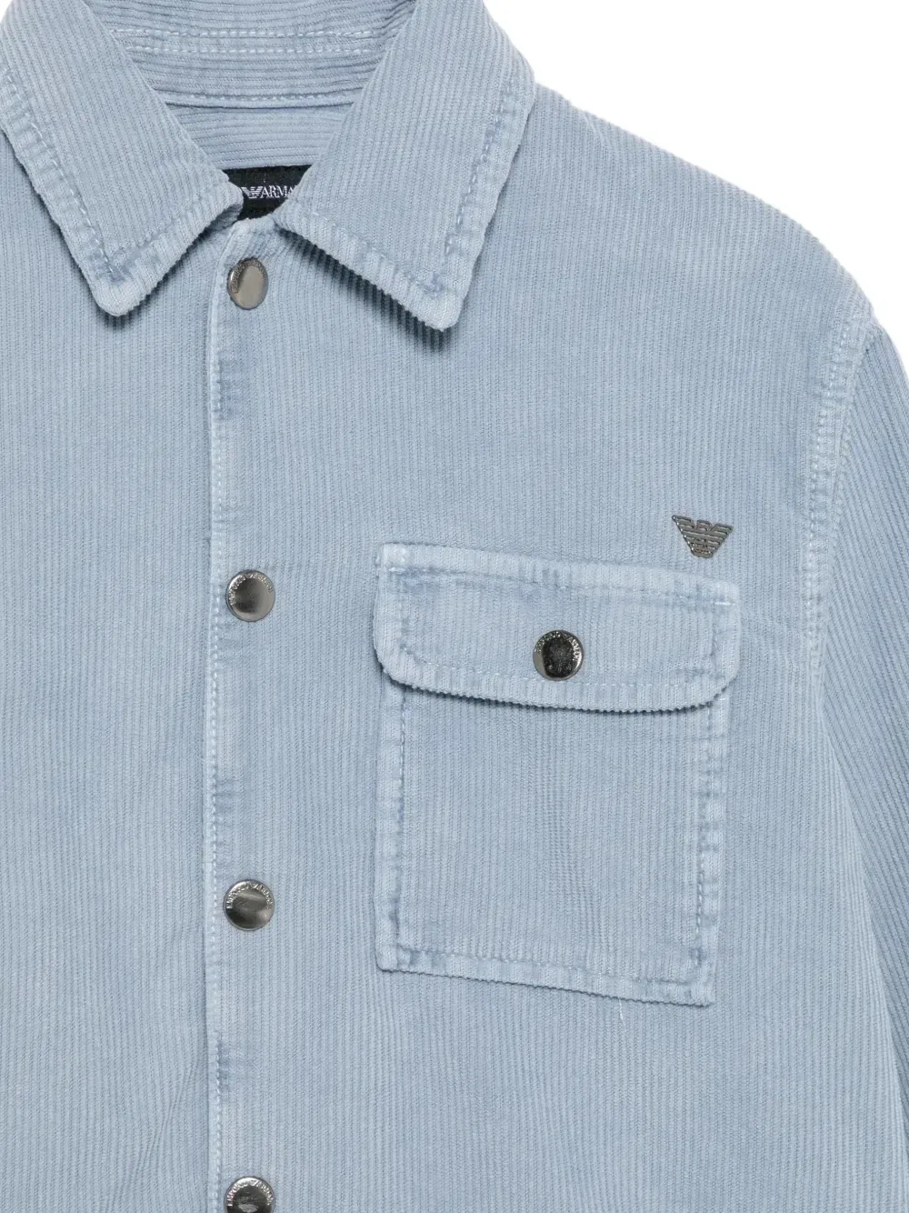 Вельветовая рубашка с логотипом Emporio Armani Kids, синий — фото 3