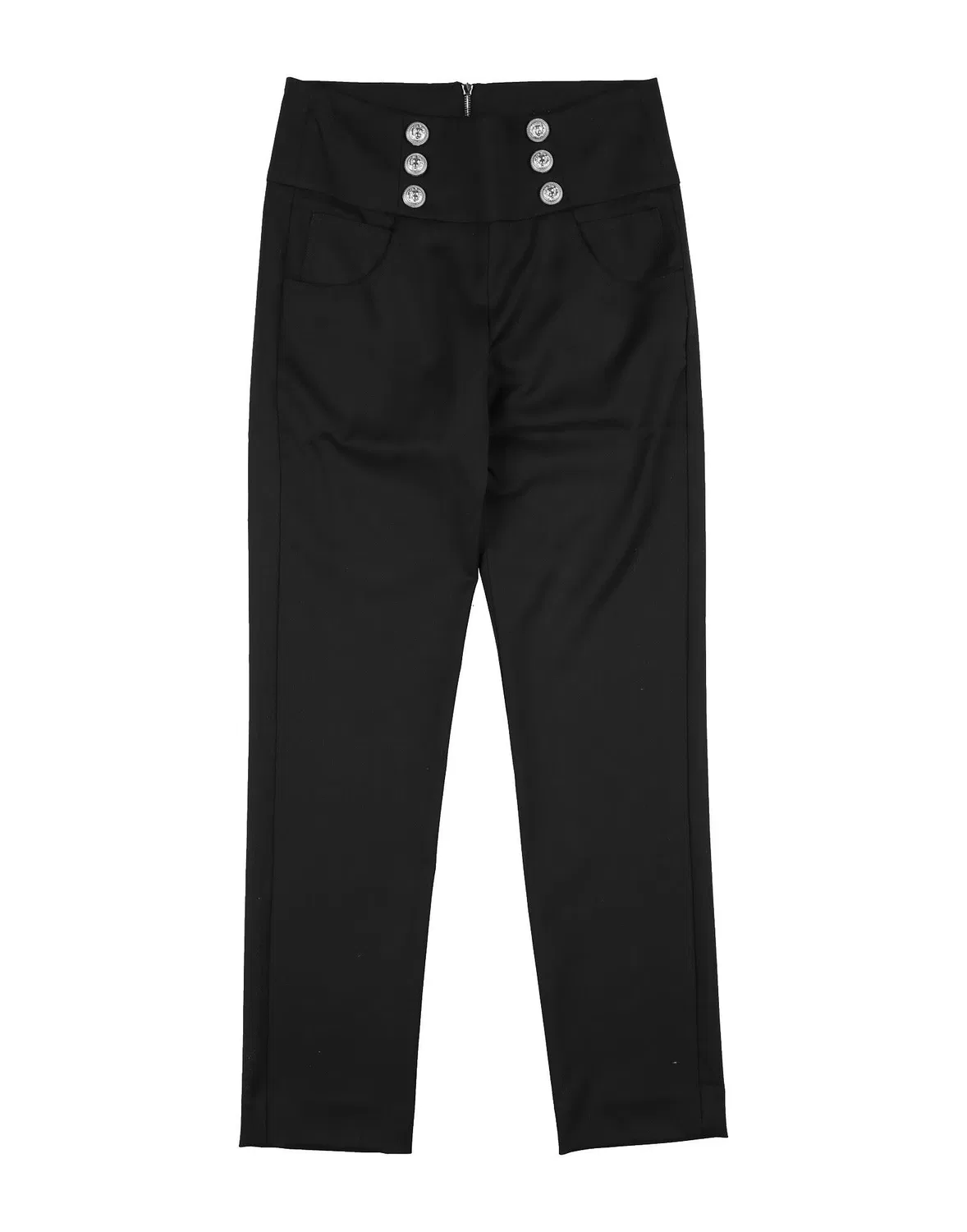 Брюки из шерсти с аппликациями Button-embellished Balmain, черный