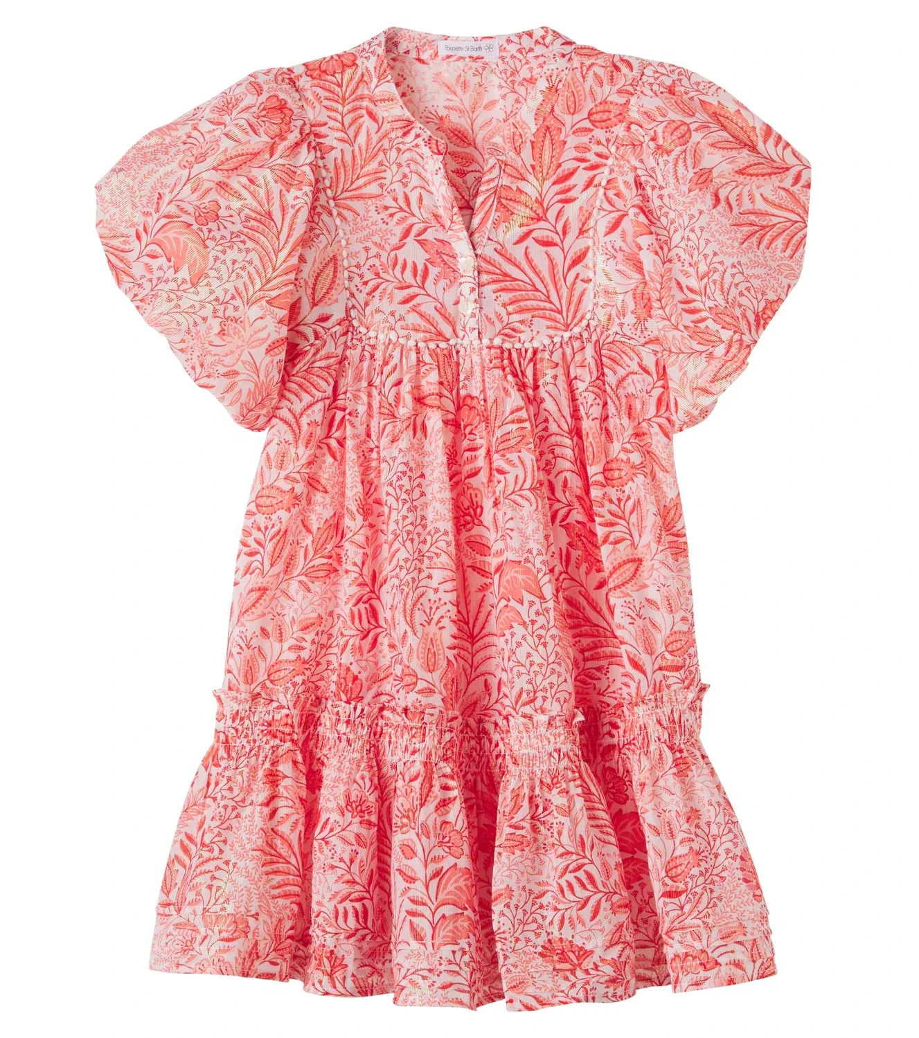 Платье с цветочным узором Poupette St Barth Kids, розовый