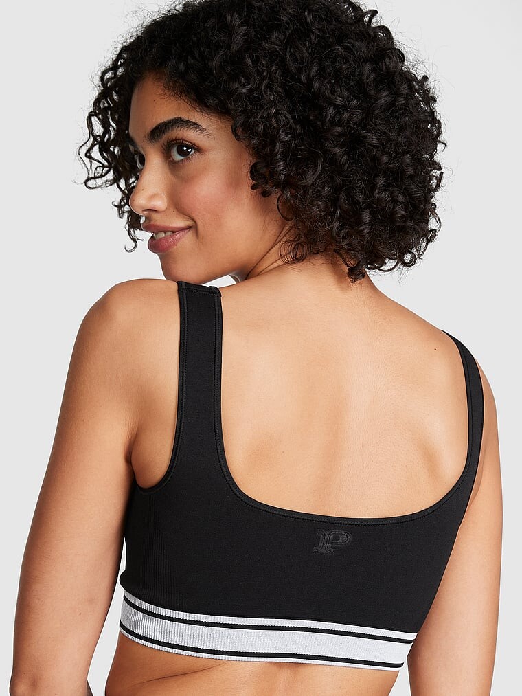 Спортивный топ Victoria's Secret Pink Flip It Seamless Reversible, черный — фото 4