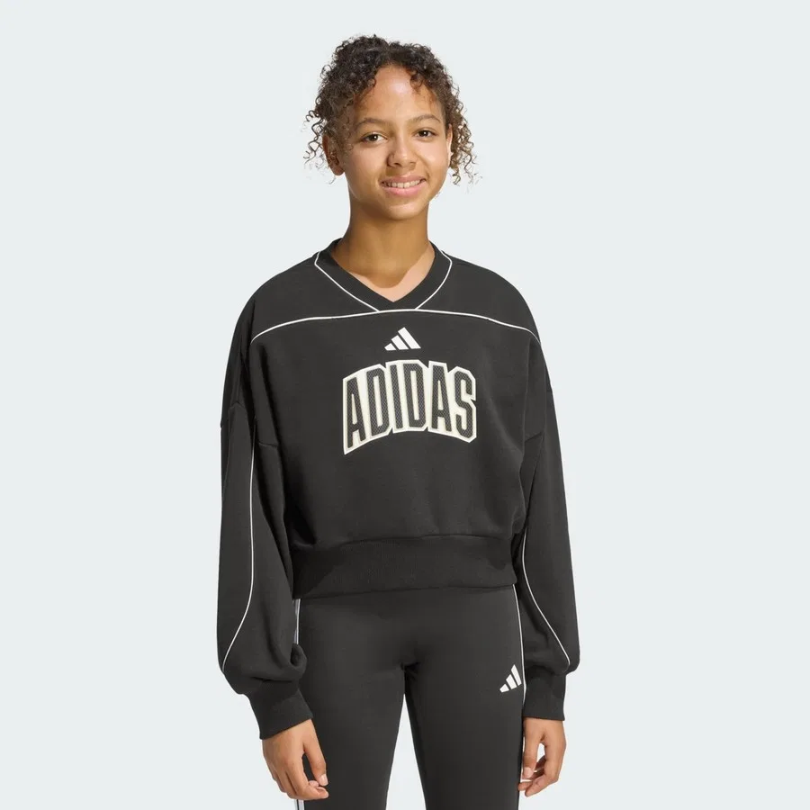 Свитшот спортивный с длинным рукавом и V-образным вырезом adidas Sportswear KB7029 Stadium, Черно-белый