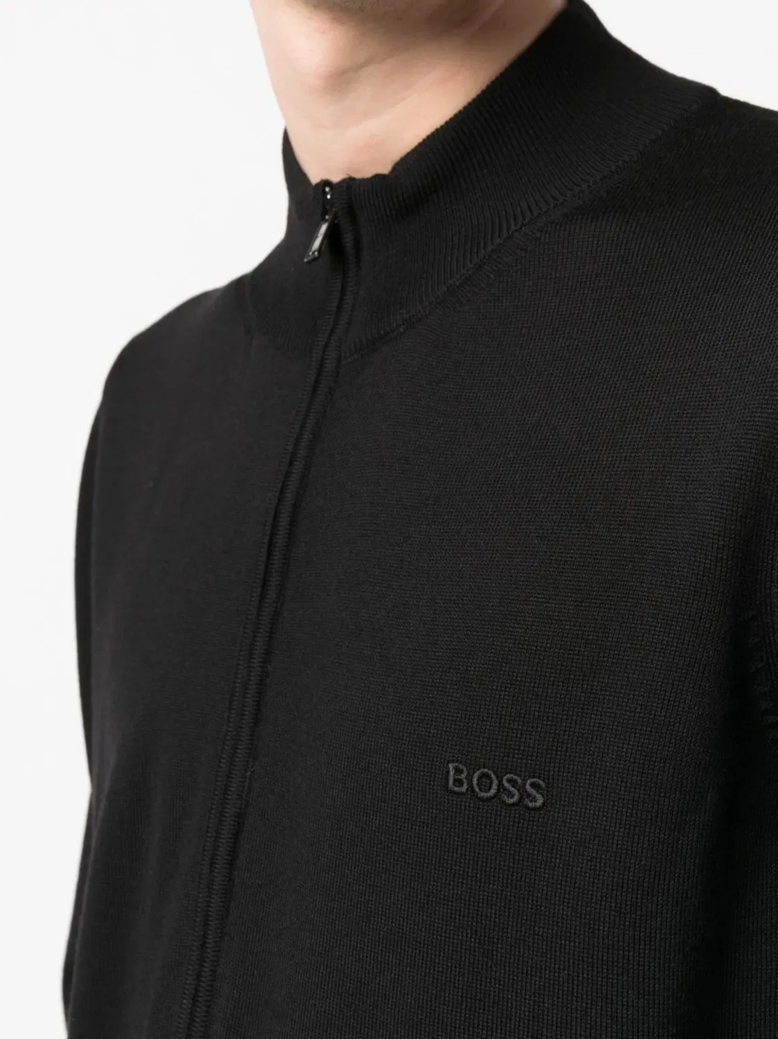 Джемпер с Застежкой и Логотипом BOSS, черный — фото 2