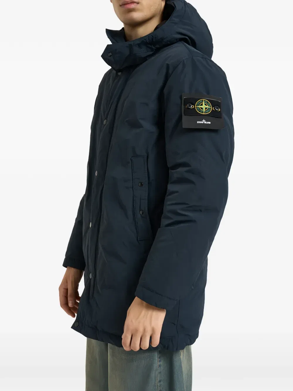 Куртка с капюшоном с нашивкой компаса Stone Island, синий — фото 3