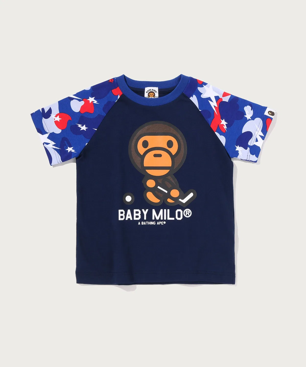 Детская футболка с принтом STA STRIKE CAMO BABY MILO HOCKEY TEE A BATHING APE, Navy