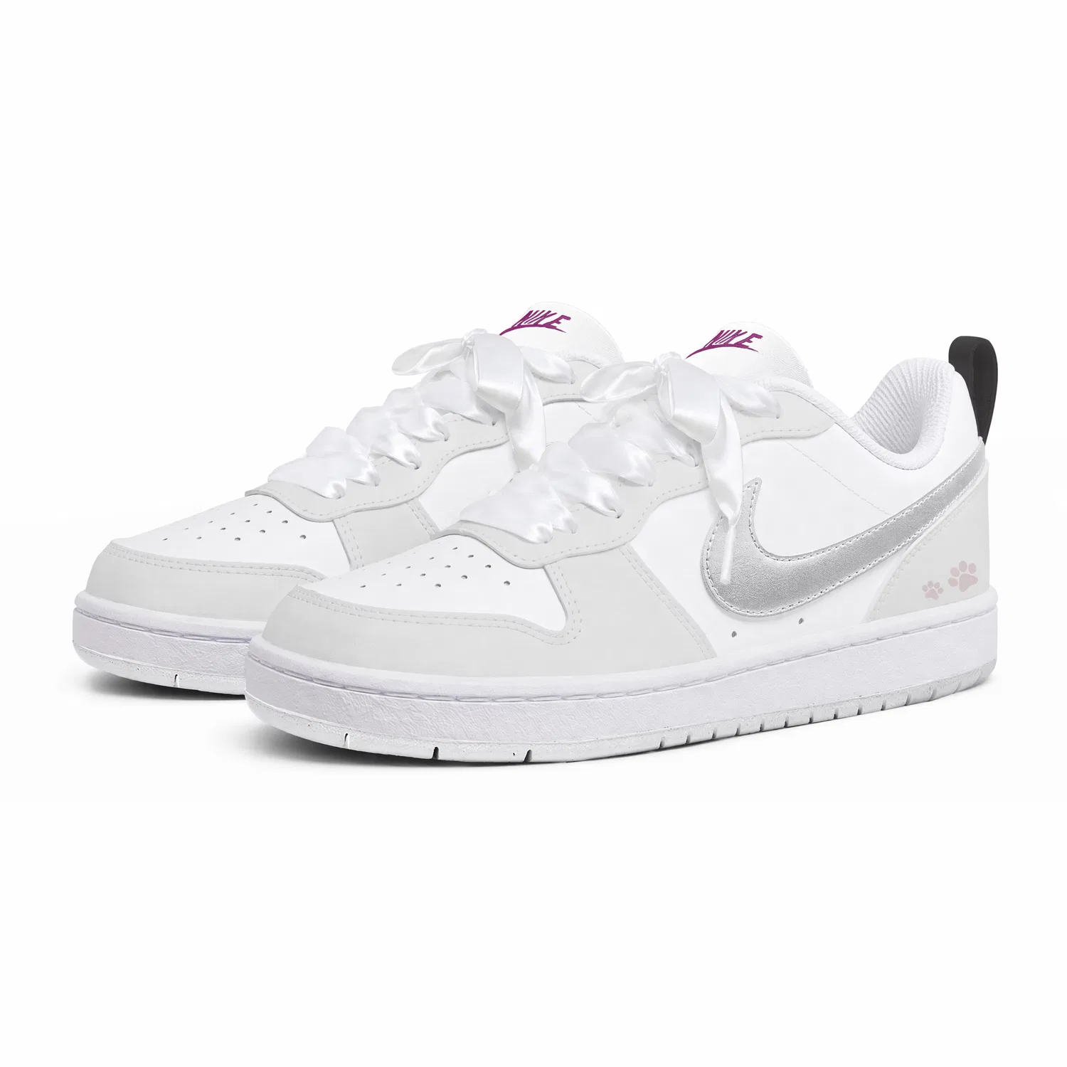 Детские кеды для скейтбординга с принтом Nike Court Borough, Silver Gray — фото 4