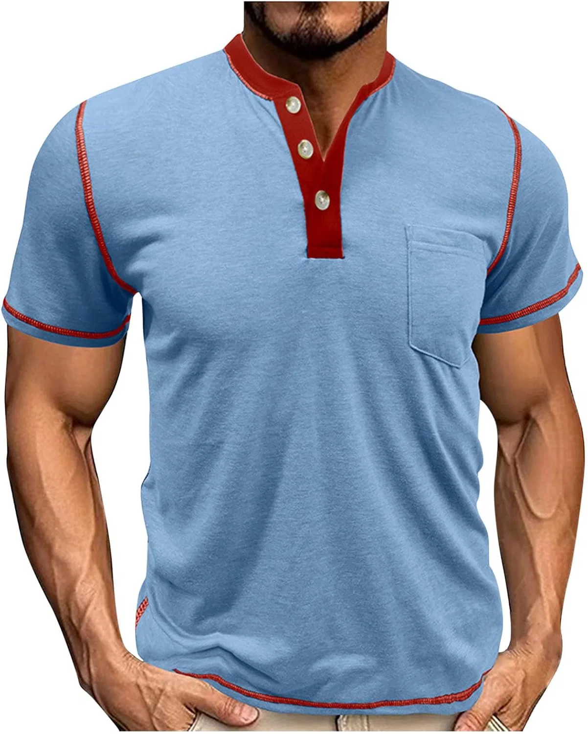 Мужская футболка с круглым вырезом Generic, Light Blue