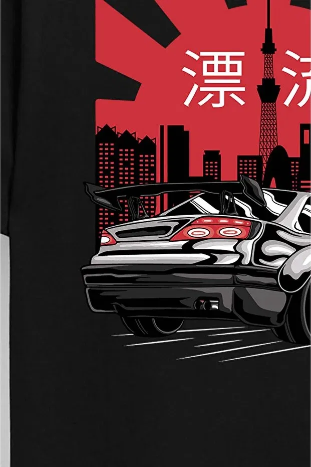 Детская футболка для мальчиков с принтом Unisex Kids Oversize Japanese City Sport Car T-Shirt Brz Kids, Black — фото 3