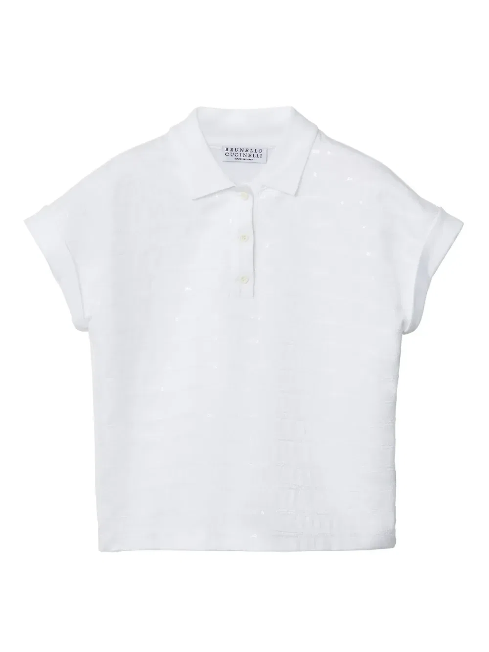 Рубашка поло с пайетками Brunello Cucinelli Kids, белый
