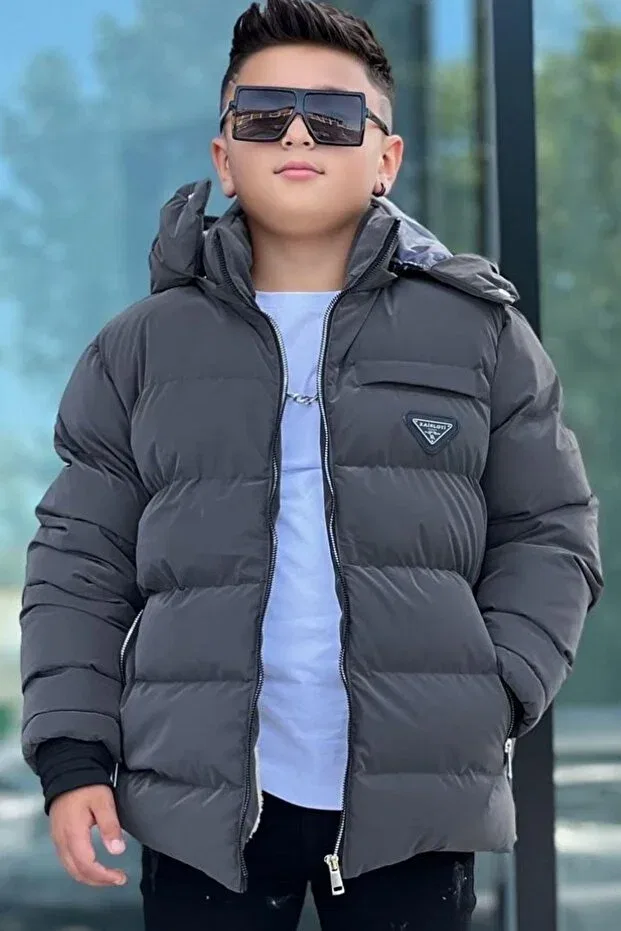 Детское зимнее пальто для мальчиков с капюшоном Pina Kids, Smoke Grey