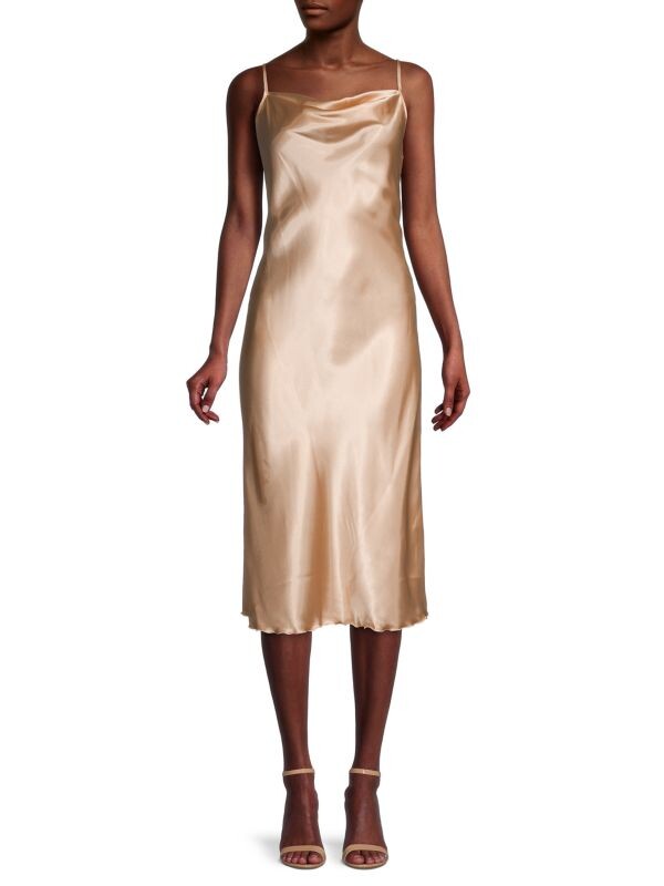 

Однотонное атласное платье-комбинация по косой Bebe Gold