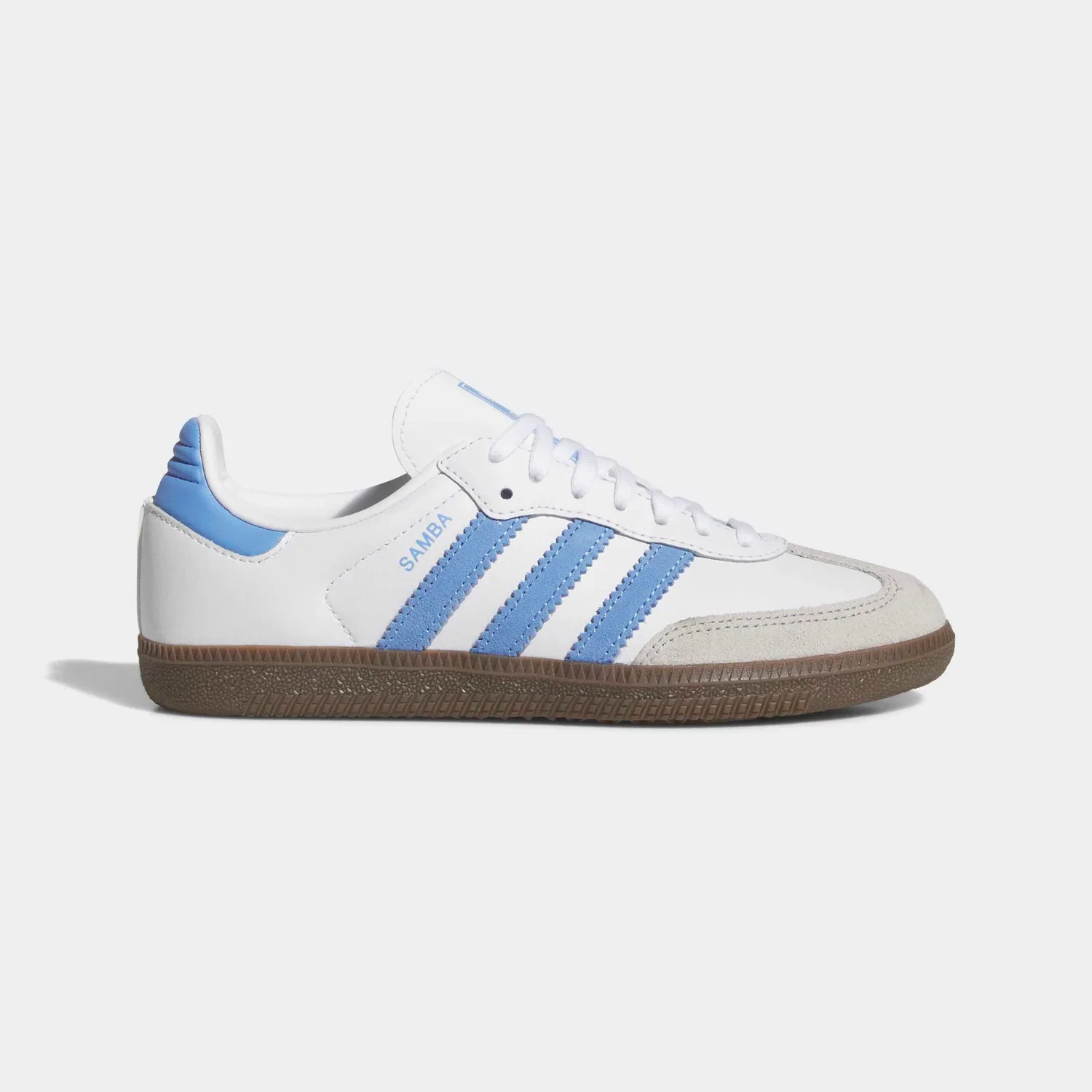 Детские кроссовки с тремя полосками Samba OG Adidas Originals, Cloud White/Blue Fusion — фото 2