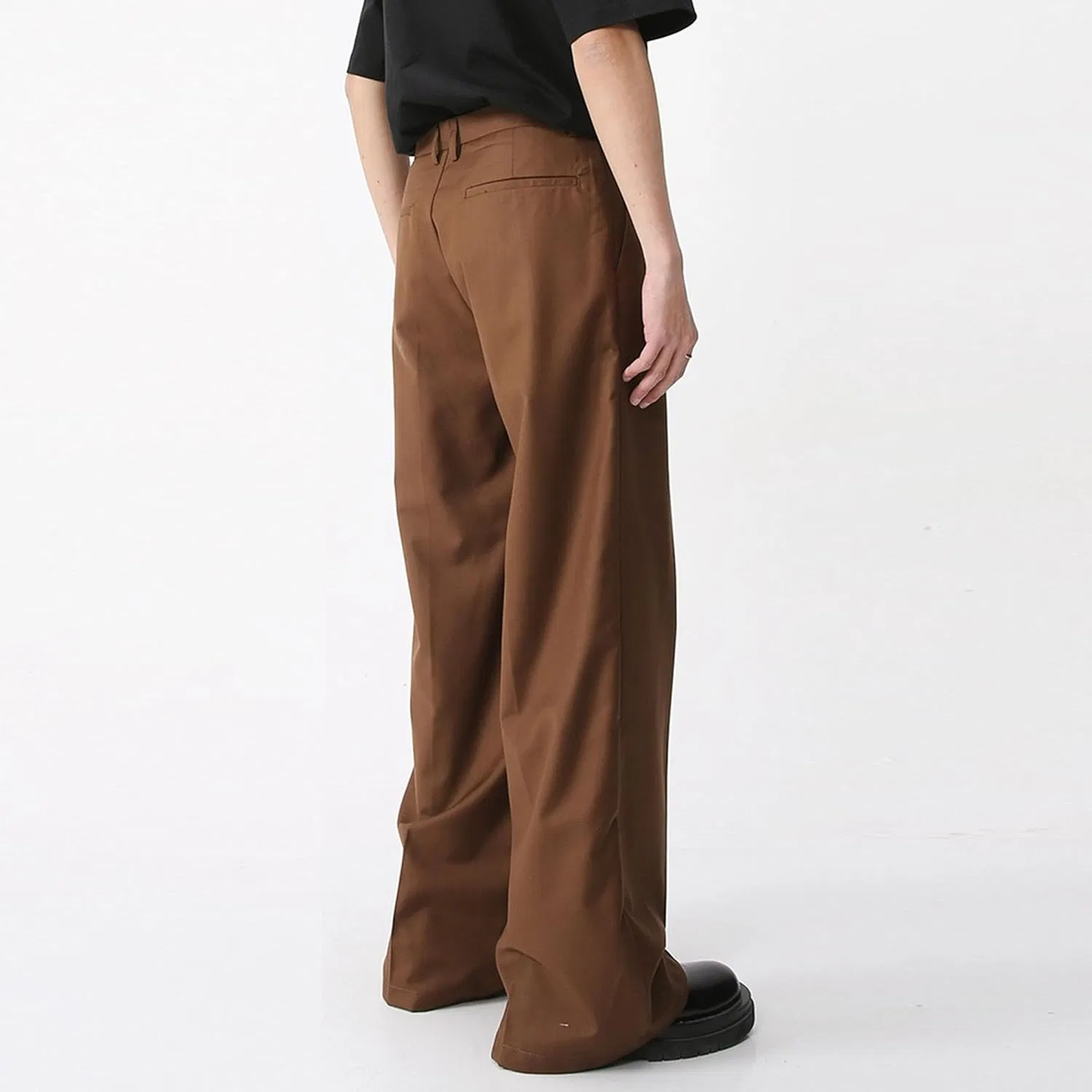 Мужские брюки свободного кроя с высокой посадкой Wide Leg, кофейный — фото 3
