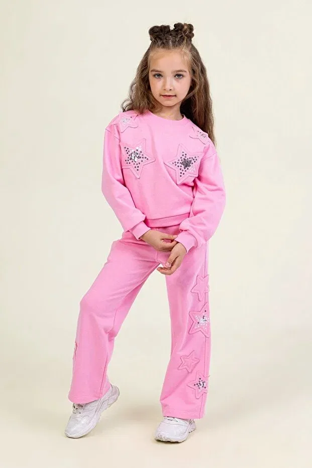 Детский для девочек комплект спортивного костюма с пайетками star tracksuit set Dmb Boys & Girls, Pink