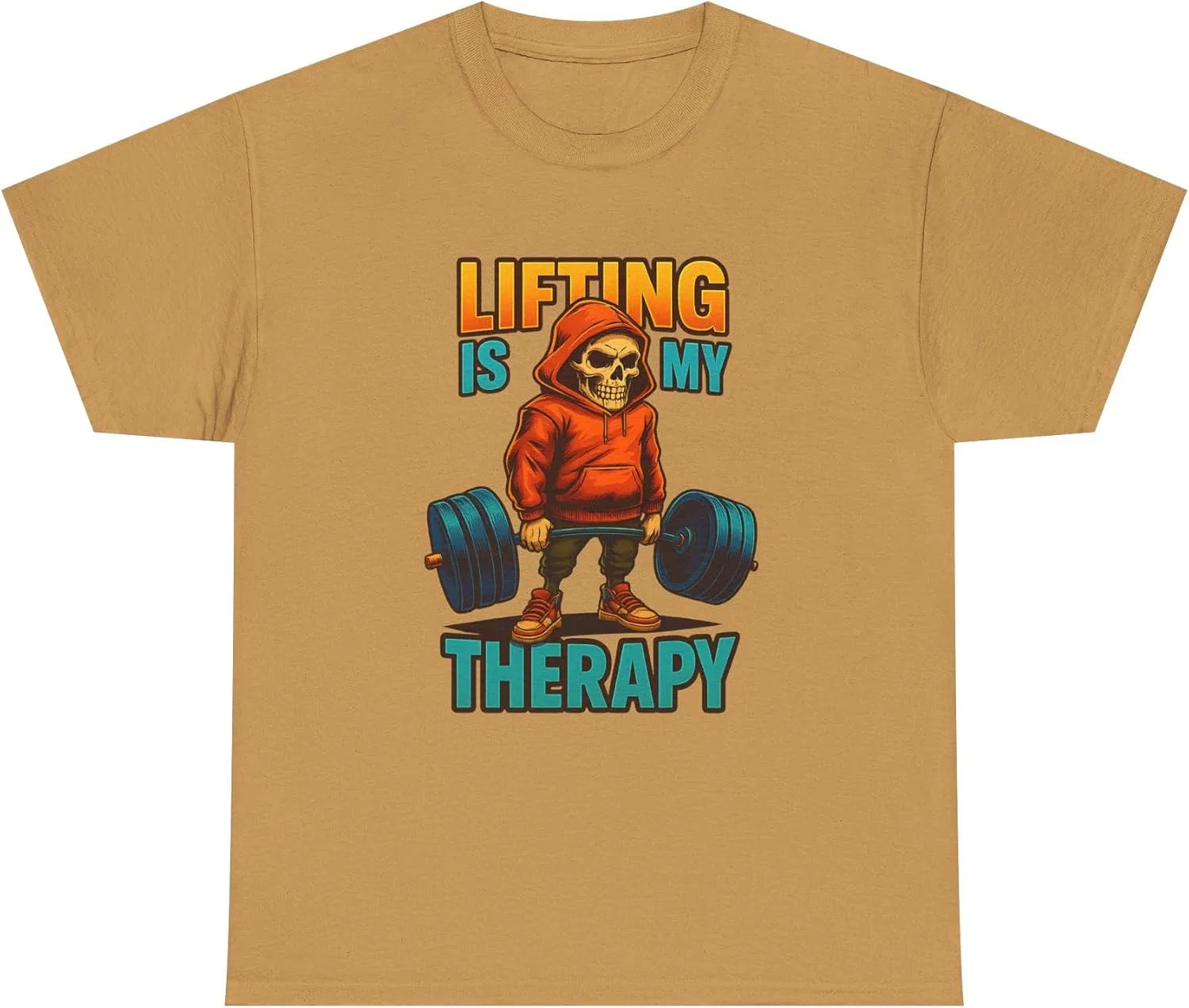 Унисекс футболка с принтом Lifting Is My Therapy, Old Gold