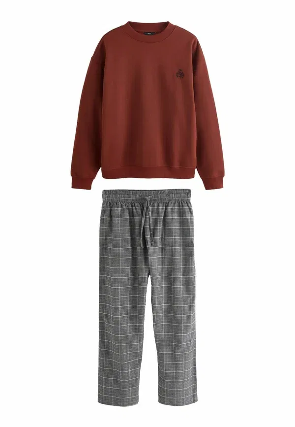 Комплект пижамы в клетку Set, Next, Brown, коричневый
