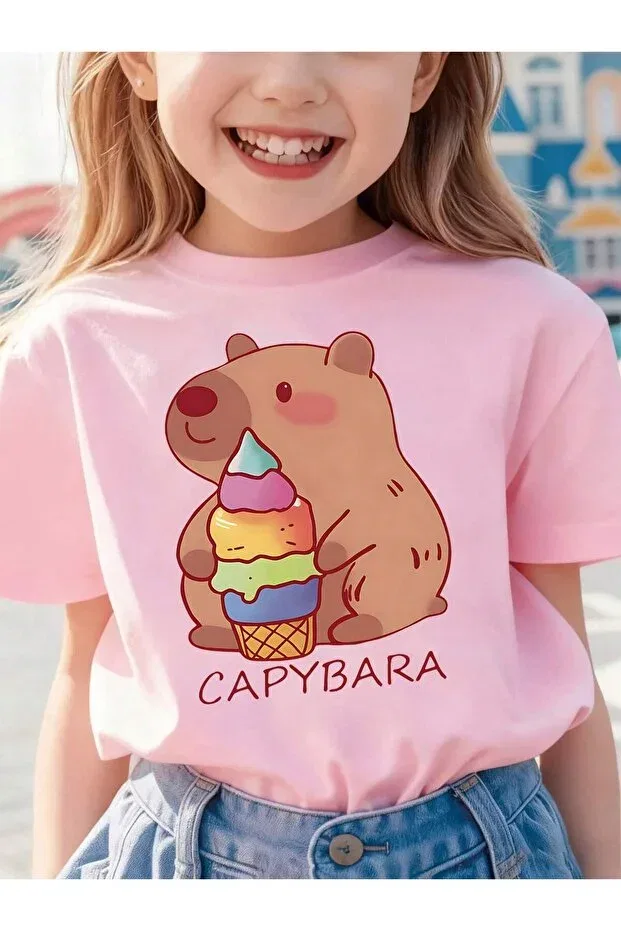 Детская футболка для мальчиков с принтом Capybara Printed Velostra, Pink