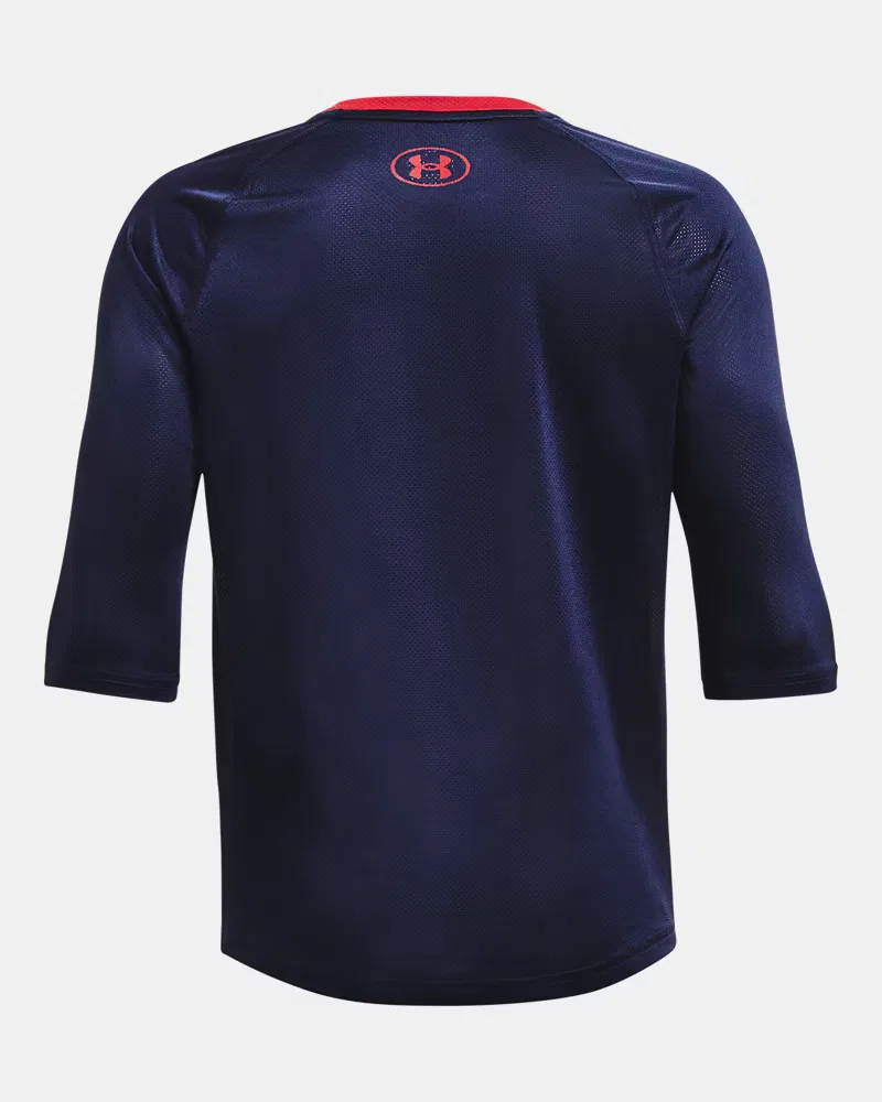 Рубашка для мальчиков с рукавом реглан ¾ и сетчатыми вставками UA Utility UnderArmour, White/Midnight Navy/Red — фото 2