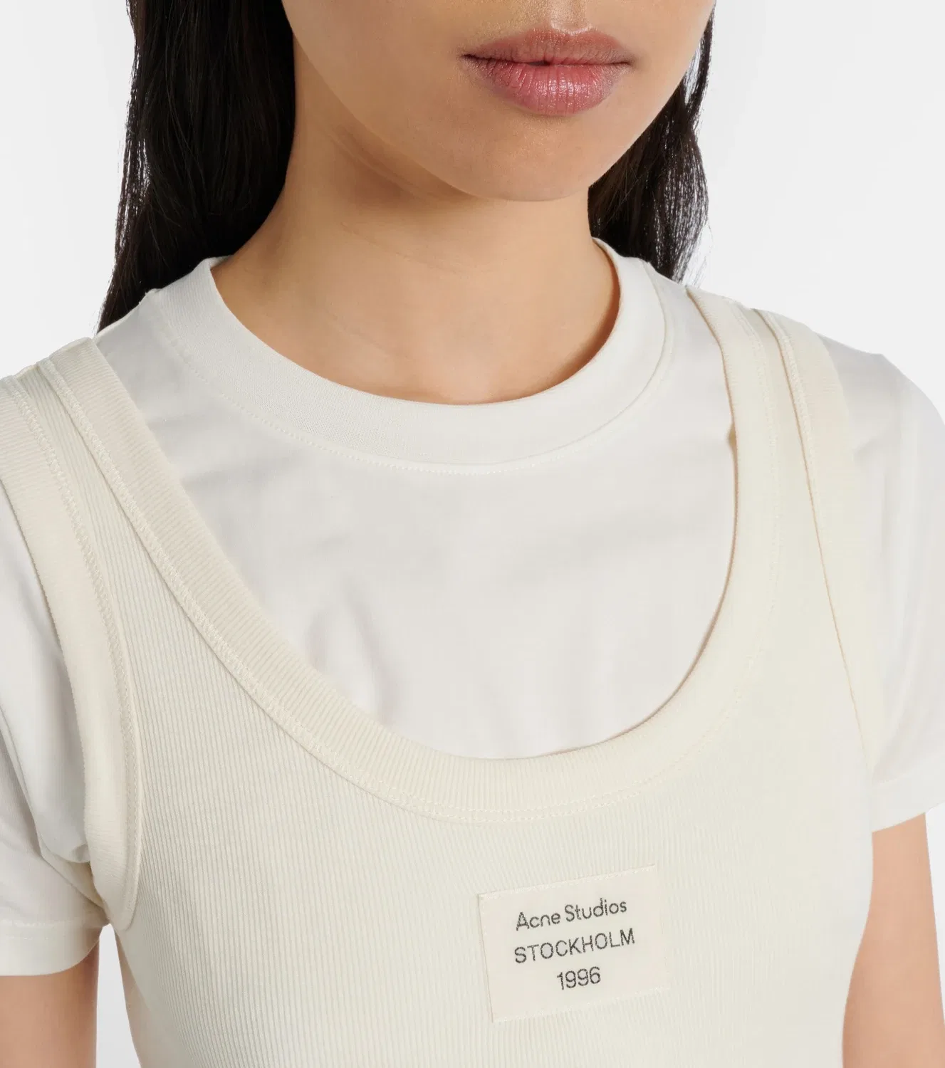 Майка с коротким рукавом с логотипом Acne Studios, белый — фото 4