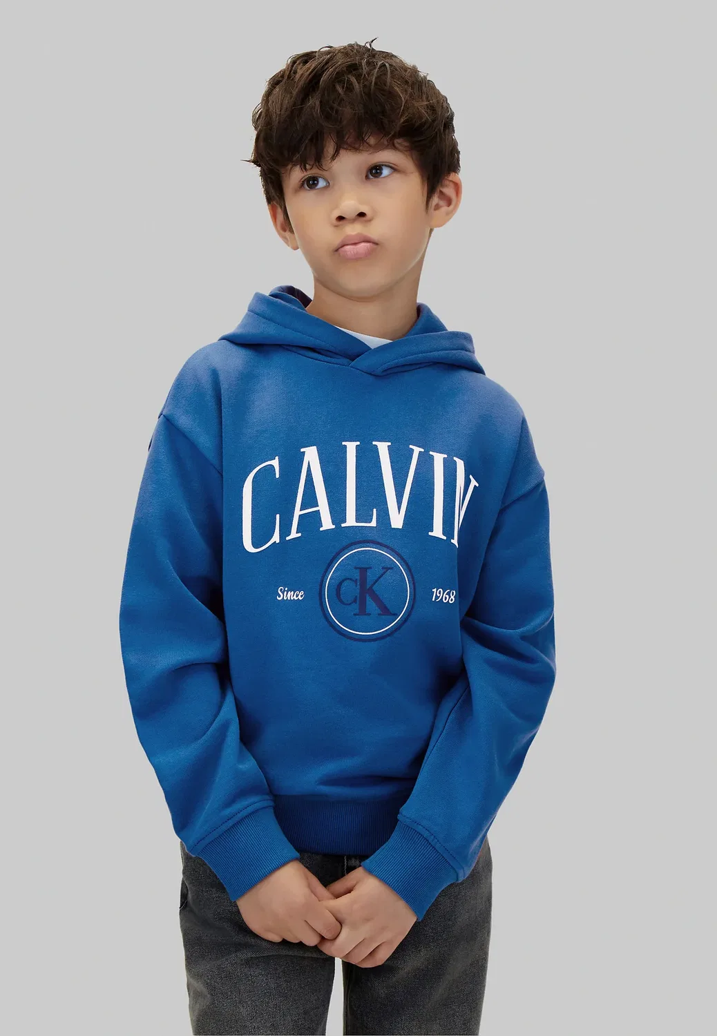 Детская толстовка с логотипом - худи Calvin Klein Jeans, Vallarta Blue — фото 2
