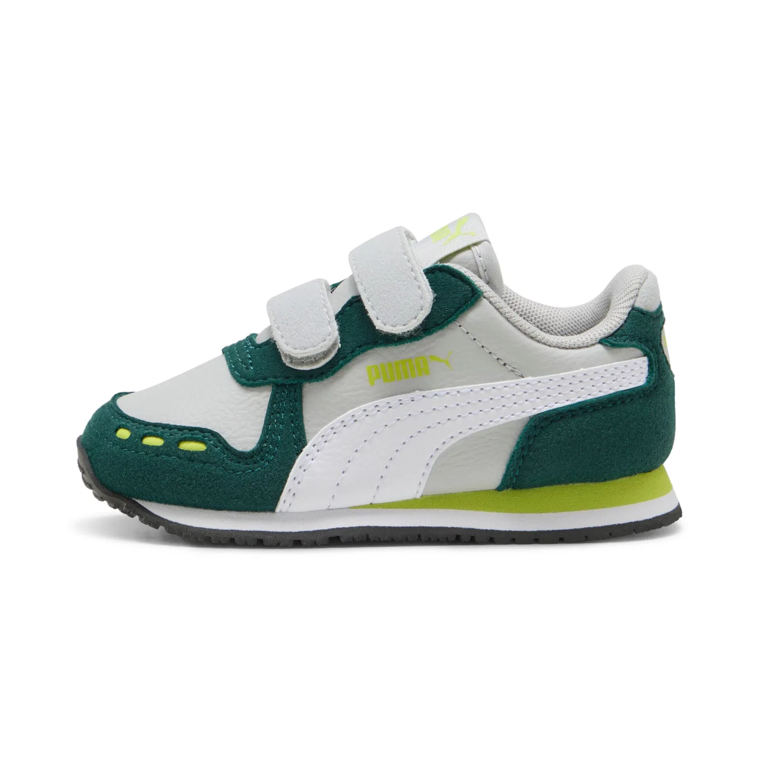 Детские кроссовки с ретро-стилем Cabana Racer PUMA, Cool Light Gray/PUMA White/Dark Myrtle/Lime Smash — фото 2