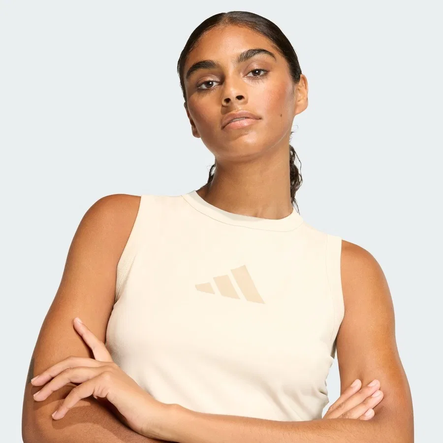 Спортивный топ без рукавов с принтом adidas Z.N.E. Tank, Кремовый — фото 4