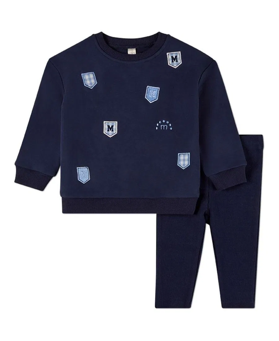 Комплект из свитшота и брюк с аппликациями Multi Patch MeMoi, Navy Blue