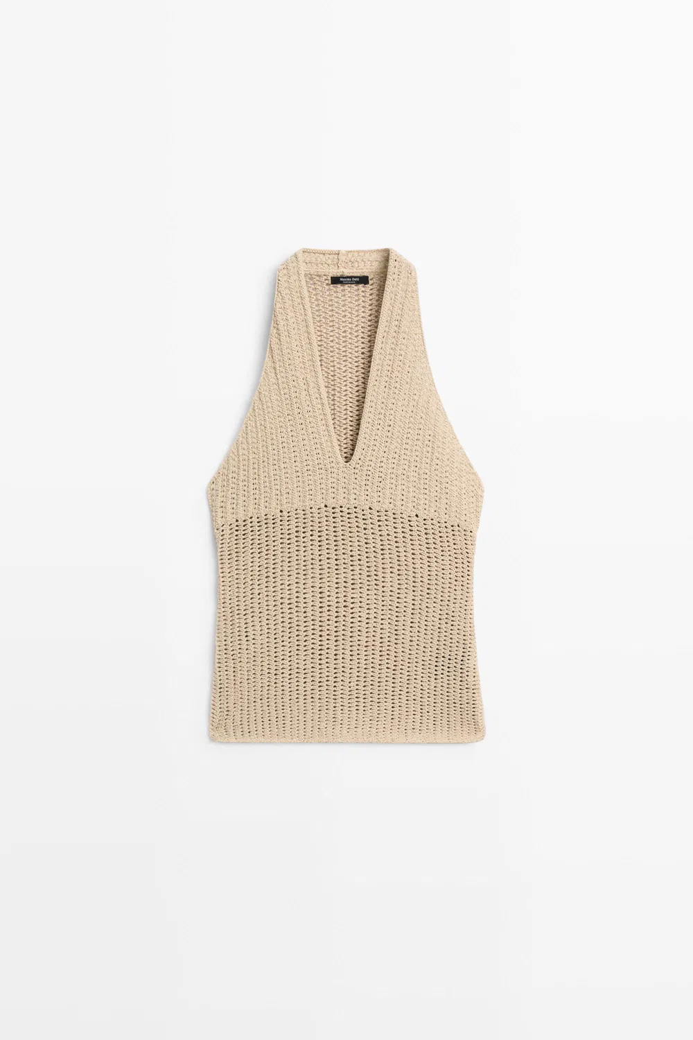 Топ Massimo Dutti Cotton Crochet Knit, бежевый — фото 2