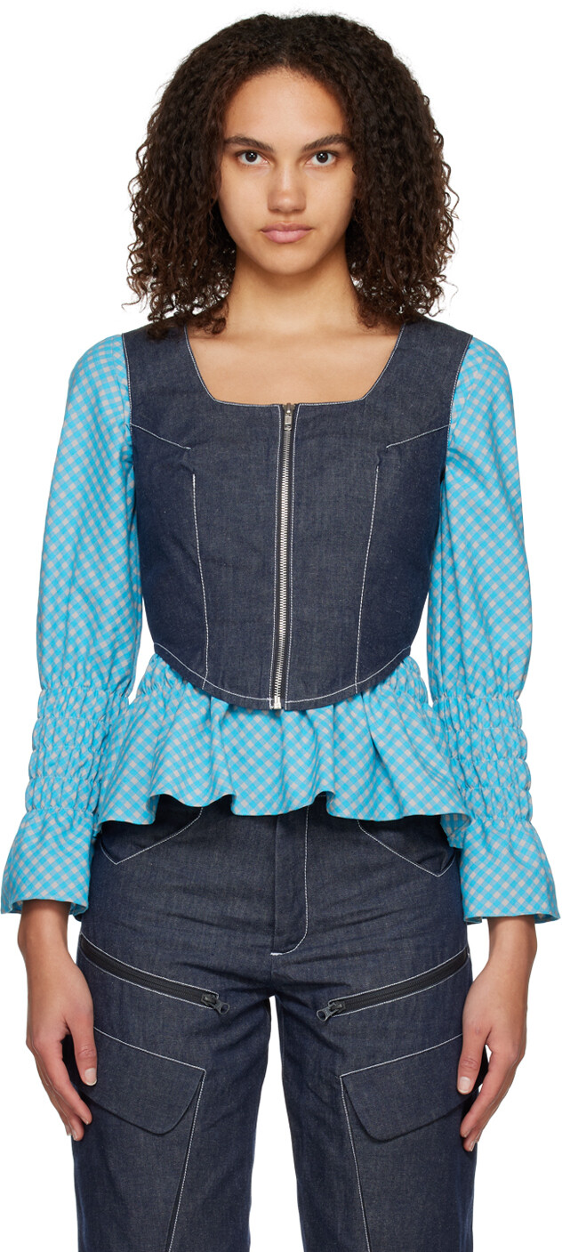 

Синий корсет на молнии paria /FARZANEH, Серый, Синий корсет на молнии paria /FARZANEH