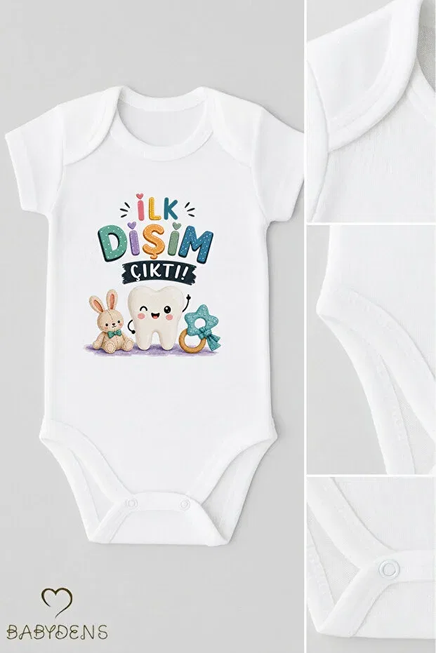 Детское боди с коротким рукавом с принтом My First Tooth Came Out Babyden'S, Short Sleeve — фото 3